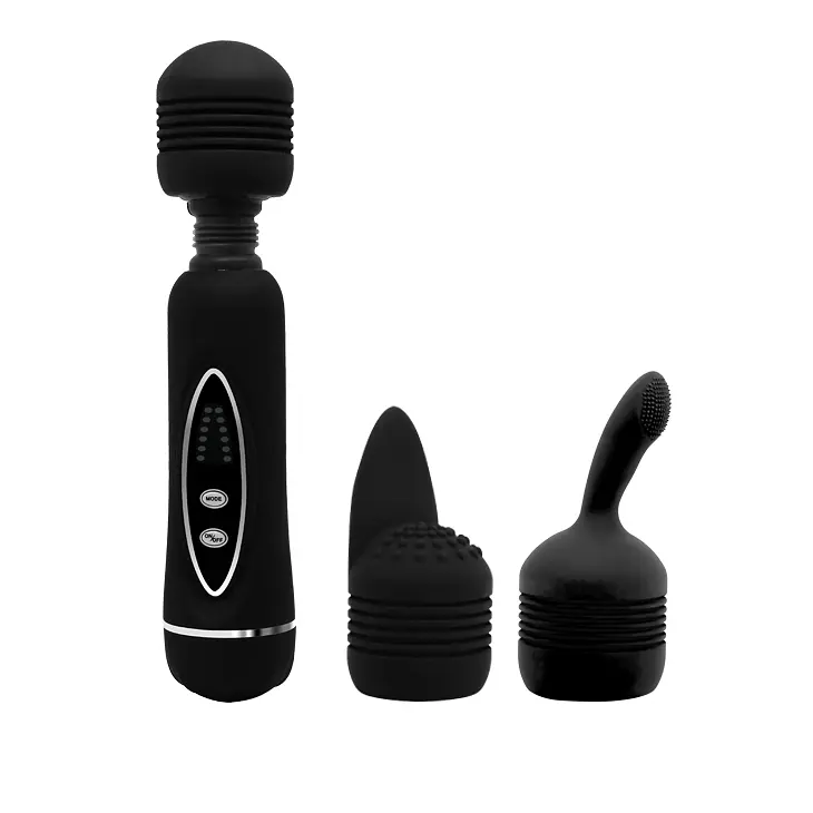 Вібратор зі змінними насадками Power Wand Massage Kit Black - фото 7