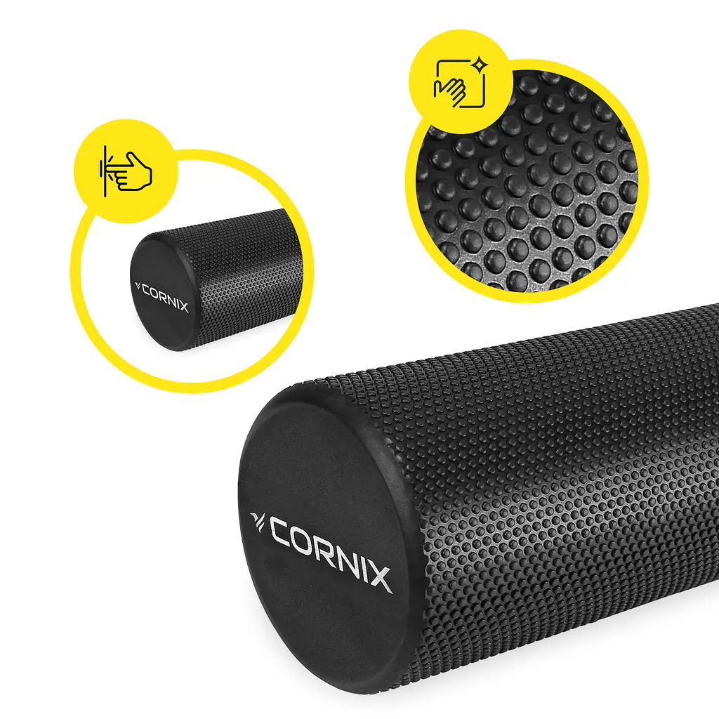 Масажний ролик Cornix EVA+ 60 x 15 см (валик, ролер) XR-0310 Black - фото 6