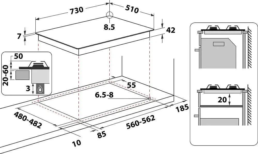 Варочная поверхность Whirlpool GMWL 728/IXL газовая [95564] - фото 6