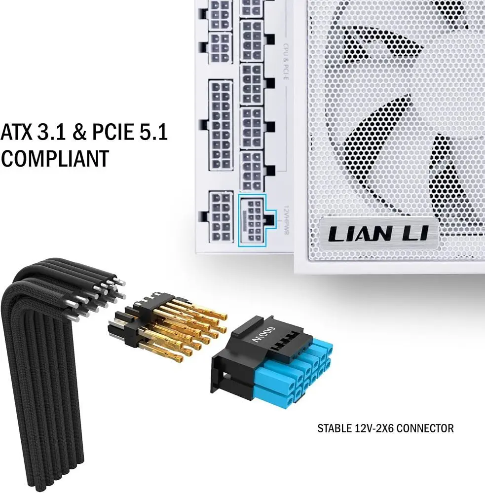 Блок питания Lian Li EDGE1300, 80 Plus Platinum, White, EU Cord (G9P.EG1300.WE00.EU) - фото 7