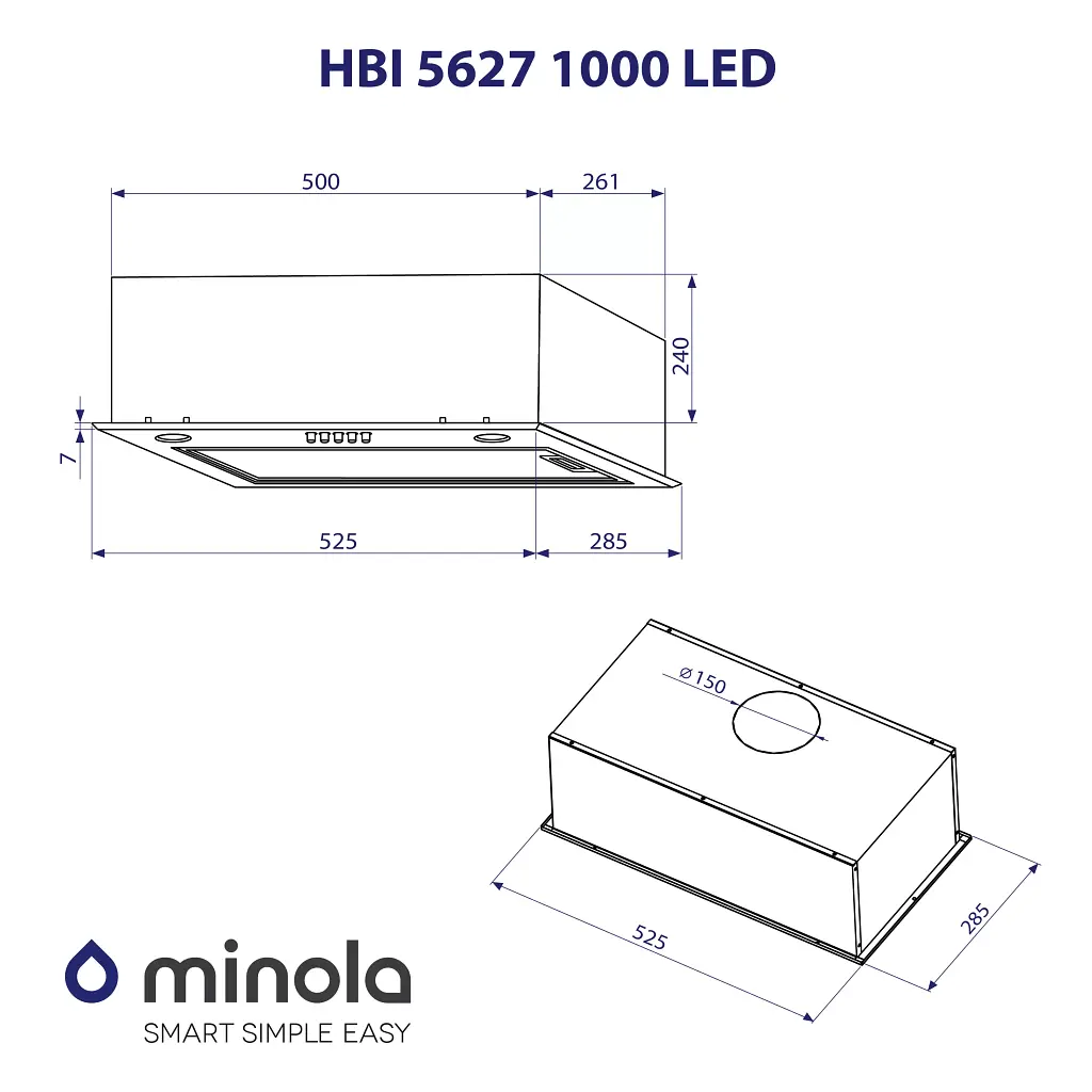 Витяжка повновбудована Minola HBI 5627 IV 1000 LED - фото 10