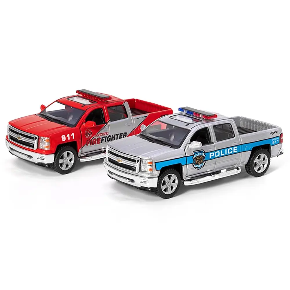 Металевий інерційний пікап Chevrolet Silverado Police/Firefighter 5", відкриваються двері (В асортименті) - фото 2