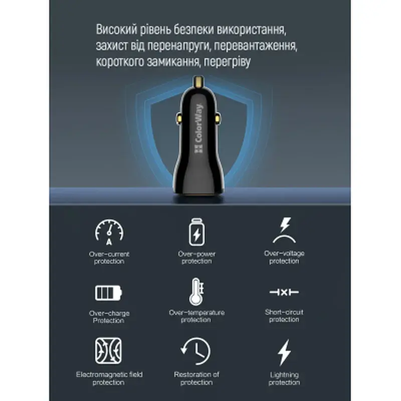 Зарядний пристрій ColorWay PowerDelivery PPS USB (USB-A + USB-C) (60W) Black (CW-CHA046PD-BK) - фото 11