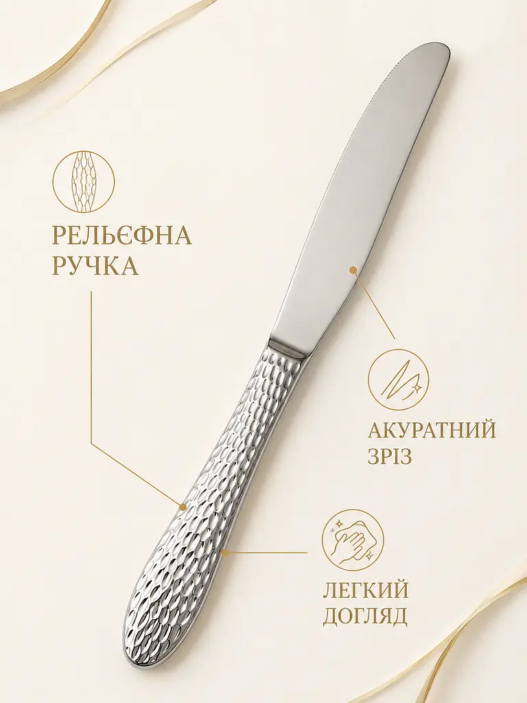 Набір столових приборів 24 предмети на 6 персон із нержавіючої сталі, ложки виделки ножі (49676238) - фото 5