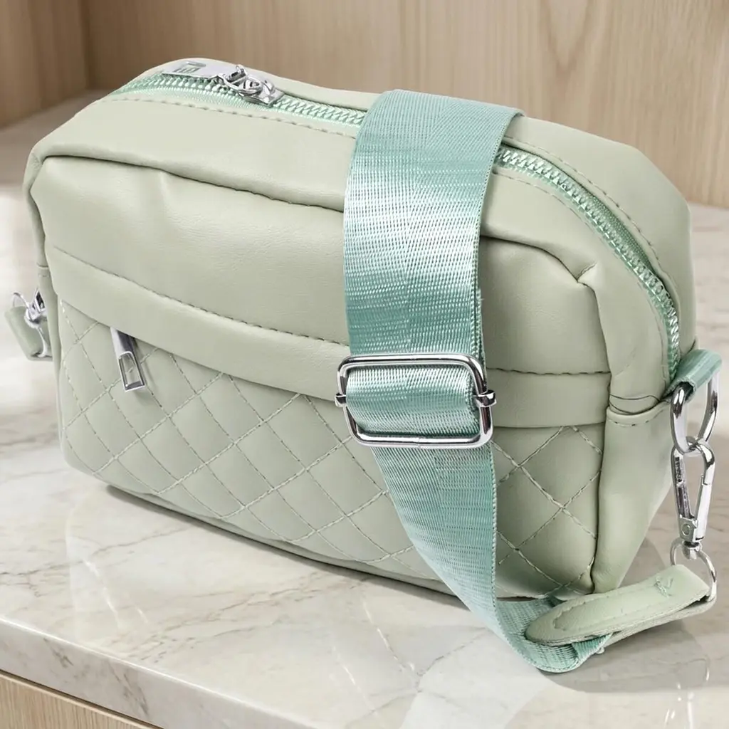 Стильна жіноча сумка крос-боді з монетницею з екошкіри Vintage 22797 фісташкова - фото 11