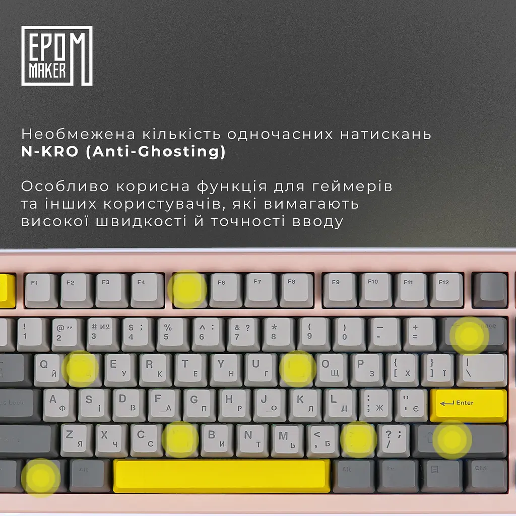Клавиатура Epomaker Shadow-S Wisteria Linear Pink механическая беспроводная (SHS-P-WL) - фото 9