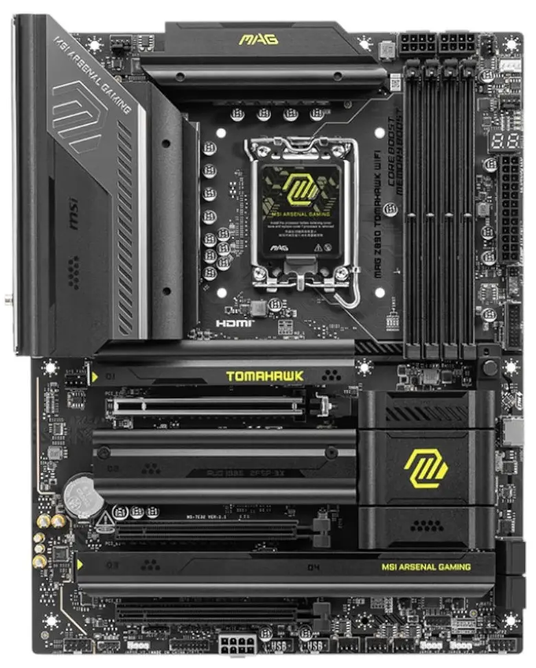 Материнская плата LGA1851, MSI MAG Z890 TOMAHAWK WIFI, Z890, 4xDDR5, 1xPCI-E 5.0 x16, 2xPCI-E 4.0 x16, 4xSATA3, 4xM.2, ALC1220P, Killer E5000, WiFi 7, Bluetooth 5.4, HDMI/2xType-C, ATX - фото 2