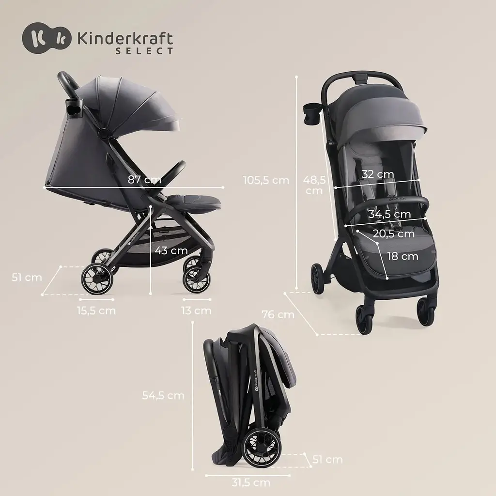 Прогулочная коляска Kinderkraft Nubi 2 Sand Beige бежевая (00-00305182) - фото 7