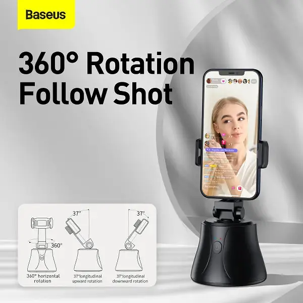 Смарт штатив Baseus 360° AI Following Shot Tripod Head SUYT-B01 Black - фото 5