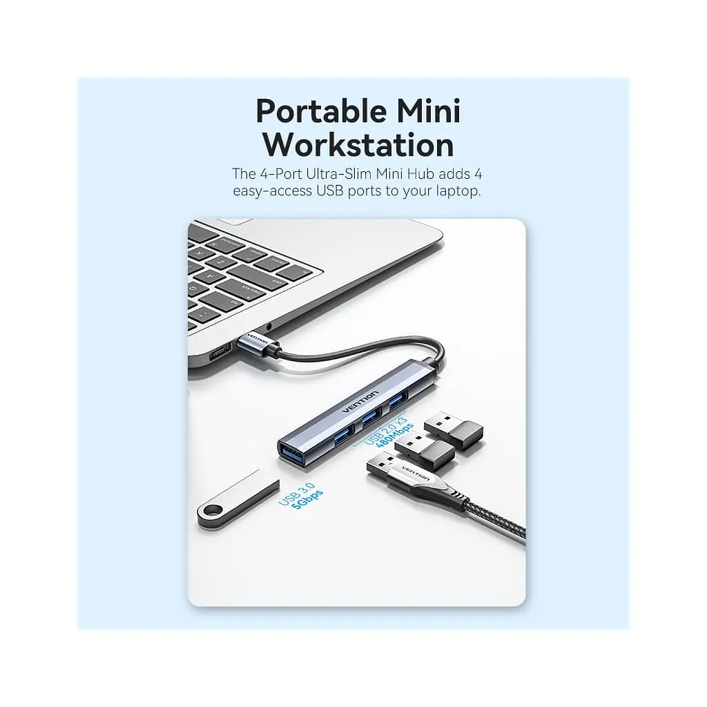 Концентратор Vention USB 3.0 to 1xUSB 3.0 + 3xUSB 2.0 0.15m gray (CKOHB) - фото 6