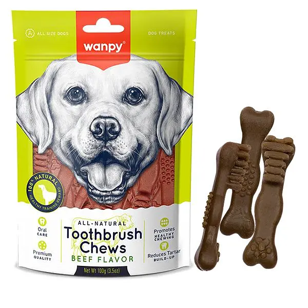 Wanpy Toothbrush Chews Beef ВАНПІ ЗУБНА ЩІТКА жувальні ласощі зі смаком яловичини для собак, 100 г