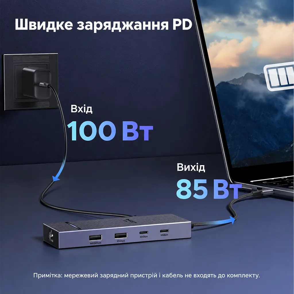 Док-станція USB-C UGREEN Revodok Pro CM880 хаб 7 в 1 сірий (75774) - фото 7