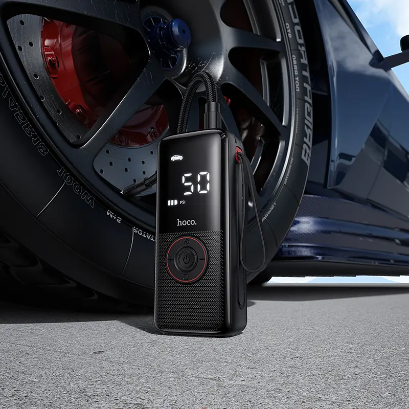 Автомобільний насос HOCO ZP18 Enlighten portable smart air pump Black (6942007673303) - фото 8