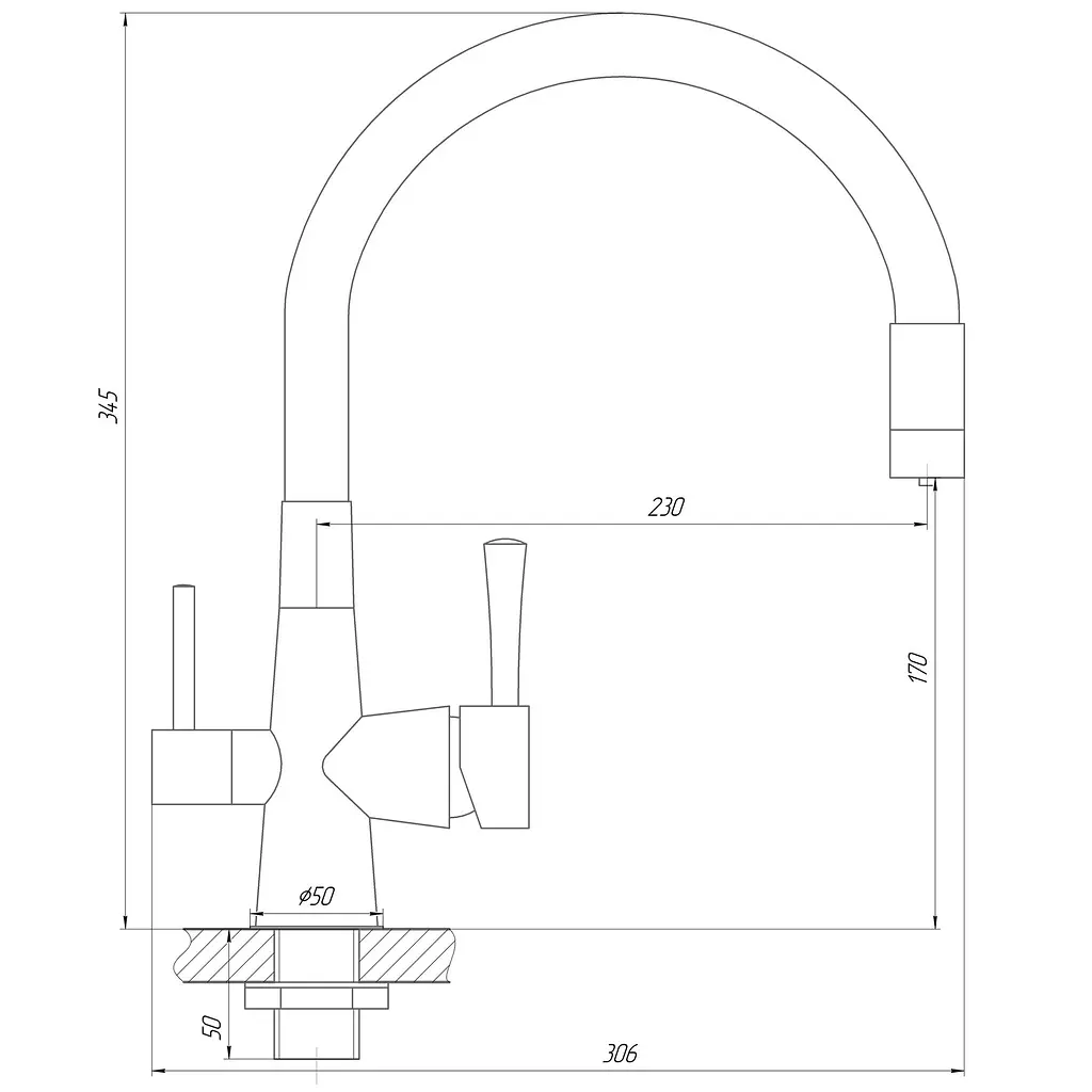 Змішувач для кухні під осмос Globus Lux Lazer GLLR-0903-11-GRAPHITE (22996) - фото 7