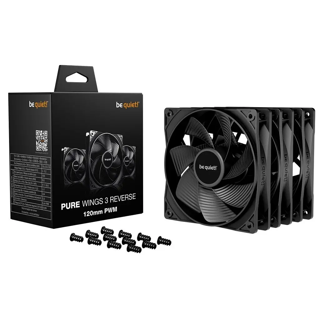 Вентилятор be quiet! Pure Wings 3 120mm PWM Reverse 3-Pack Чорний (BL137) - фото 3