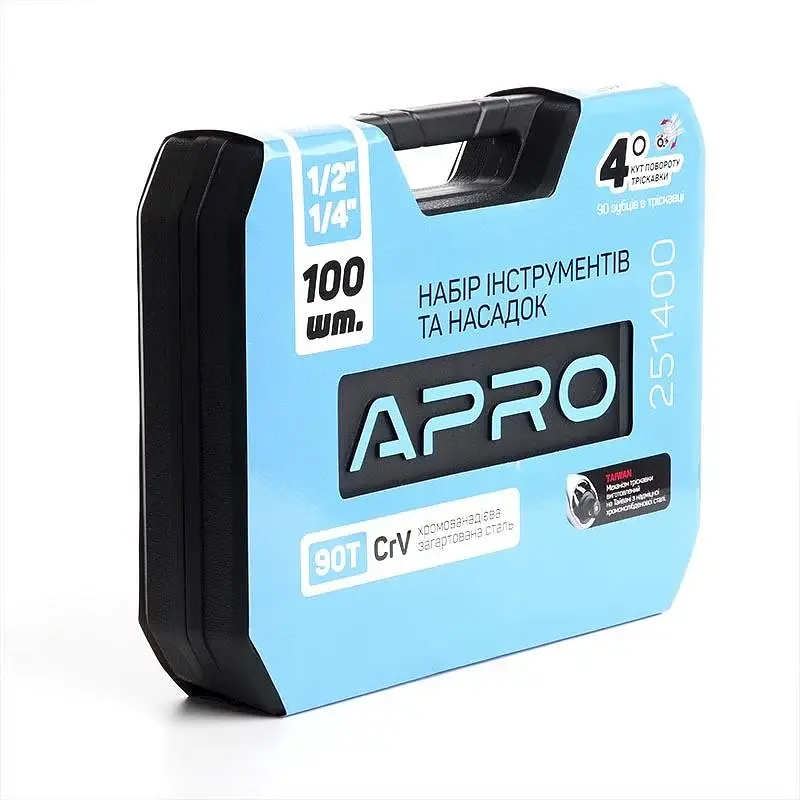 Набір насадок та інструментів Apro CrV 1/4" 1/2" 90Т 100 шт. 30412 - фото 7