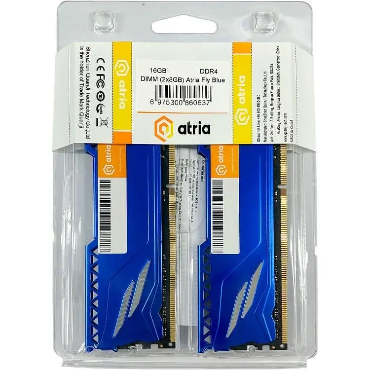 Модуль пам'яті ATRIA DDR4 16Gb (2x8) 3200MHz Fly Blue UAT43200CL18BLK2/16 (UAT43200CL18BLK2/16) Б/в - фото 3