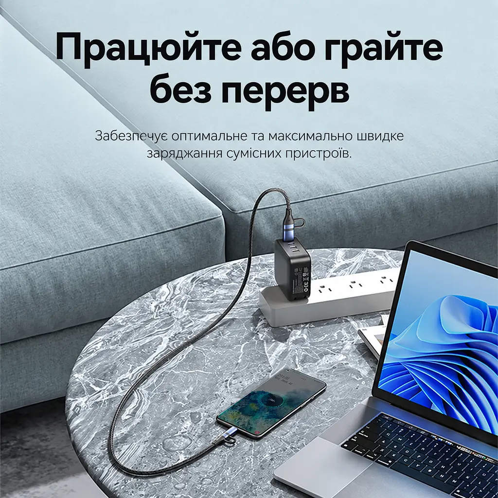 Кабель 4-в-1 Vention CTLLF USB-C/USB-A - USB-C/Micro-USB PD 100 Вт 1 м синій (CTLLF) - фото 15