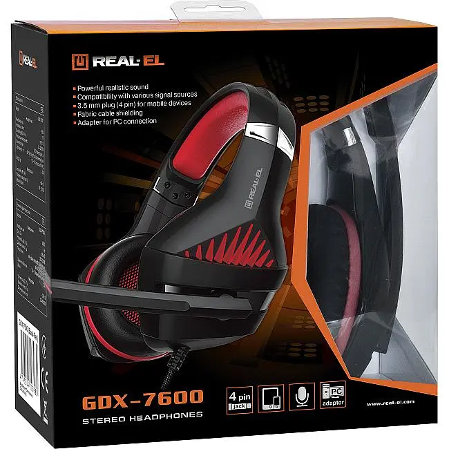 Ігрові навушники REAL-EL GDX-7600 Black/Red (EL124100028) [112558] - фото 8