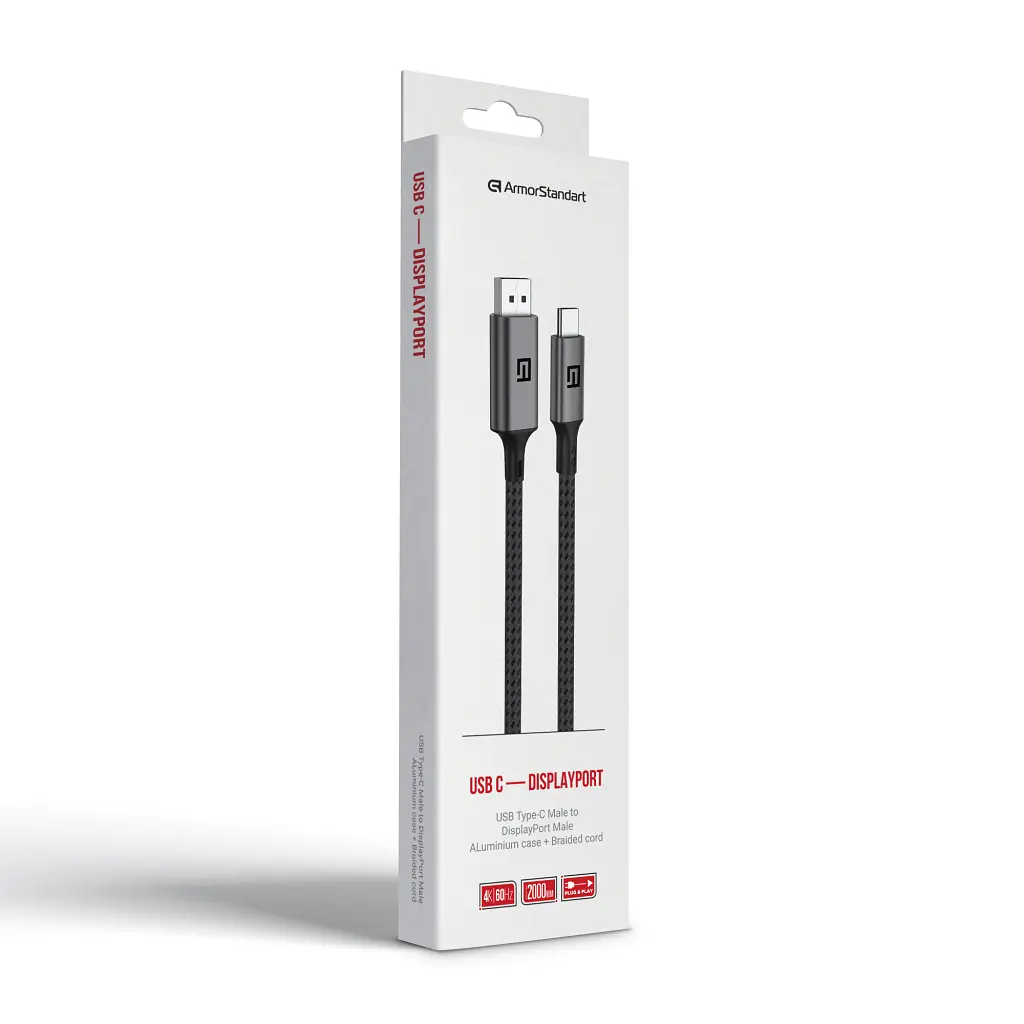 Кабель мультимедійний USB-C to DisplayPort 2.0m 4K60Hz black Armorstandart (ARM76892) - фото 2