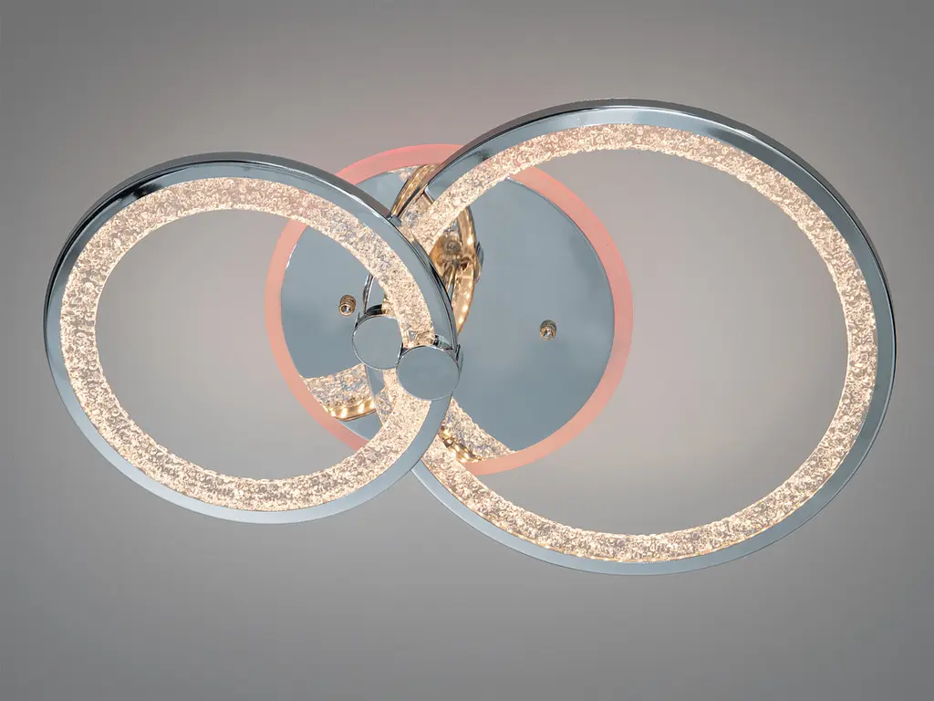 Стильна стельова LED-люстра для спальні Diasha 8180/2HR, хром, 55 W, 33x53 см, підсвітка - фото 3