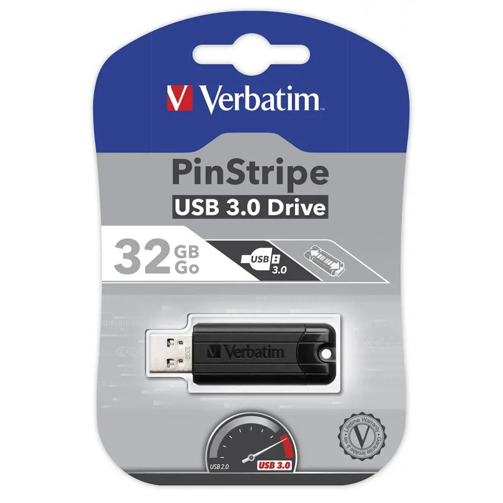 Флеш-накопичувач Verbatim USB флеш накопичувач 32GB PinStripe Black USB 3.0 (49317) - фото 5