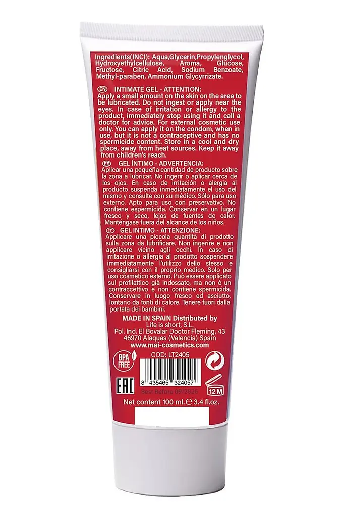 Змазка на водній основі BTB Flavored Strawberry з ароматом полуниці (100 мл) - фото 3