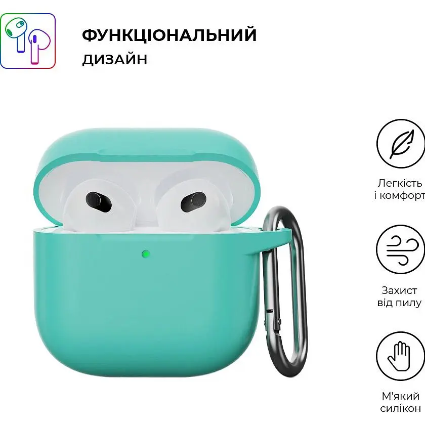 Чохол ArmorStandart Hang Case для Apple AirPods 4 Mint Green (ARM81287) [118656] - фото 3