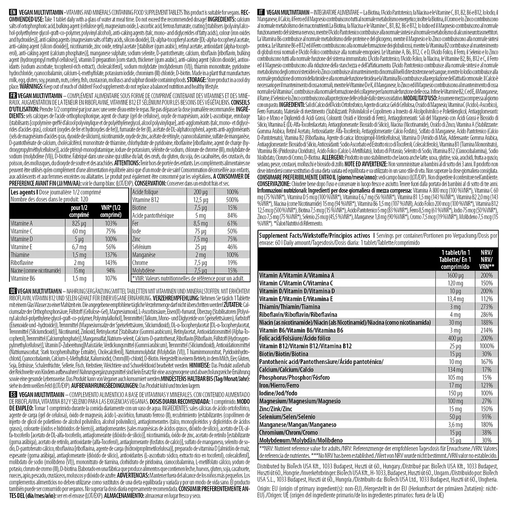 Вітамінно-мінеральний комплекс BiotechUSA Vegan Multivitamin 60 таблеток - фото 2