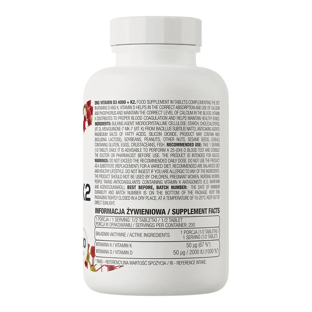 Вітаміни та мінерали OstroVit Vitamin D3 4000 +K2, 100 таблеток - фото 2