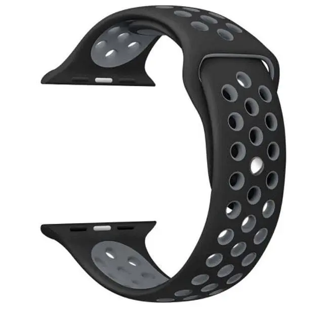Спортивный ремешок Primo с перфорацией для Apple Watch 42 мм, 44 мм, 45 мм Black Grey - фото 2