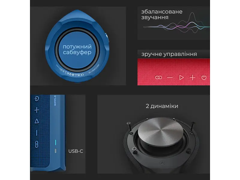 Портативна колонка HiFuture Ripple Blue (ripple.blue.) - фото 4