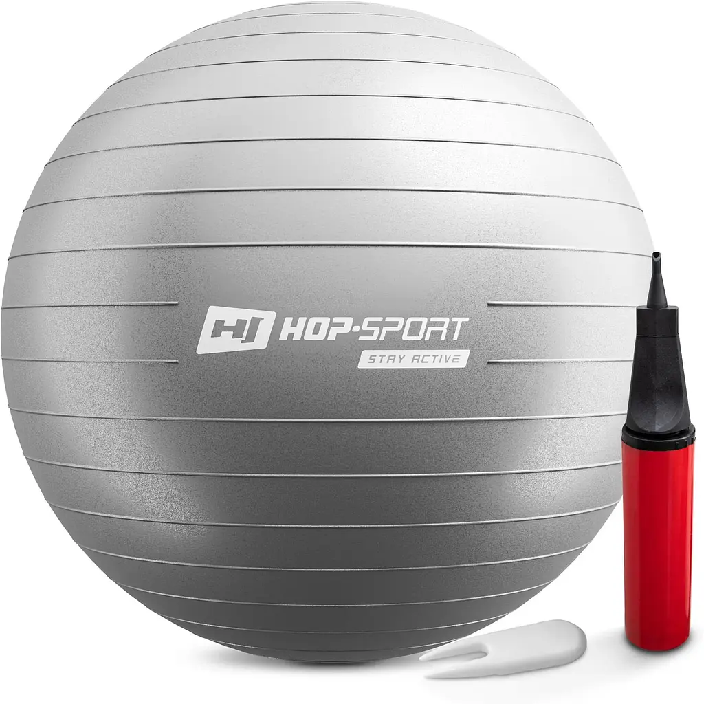 Фітбол Hop-Sport 65см сріблястий + насос 2020 - фото 7