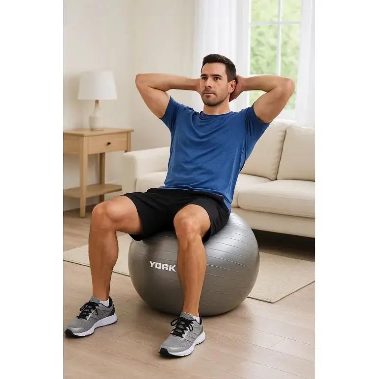 Фітбол York Fitness 75см сірий + насос - фото 7