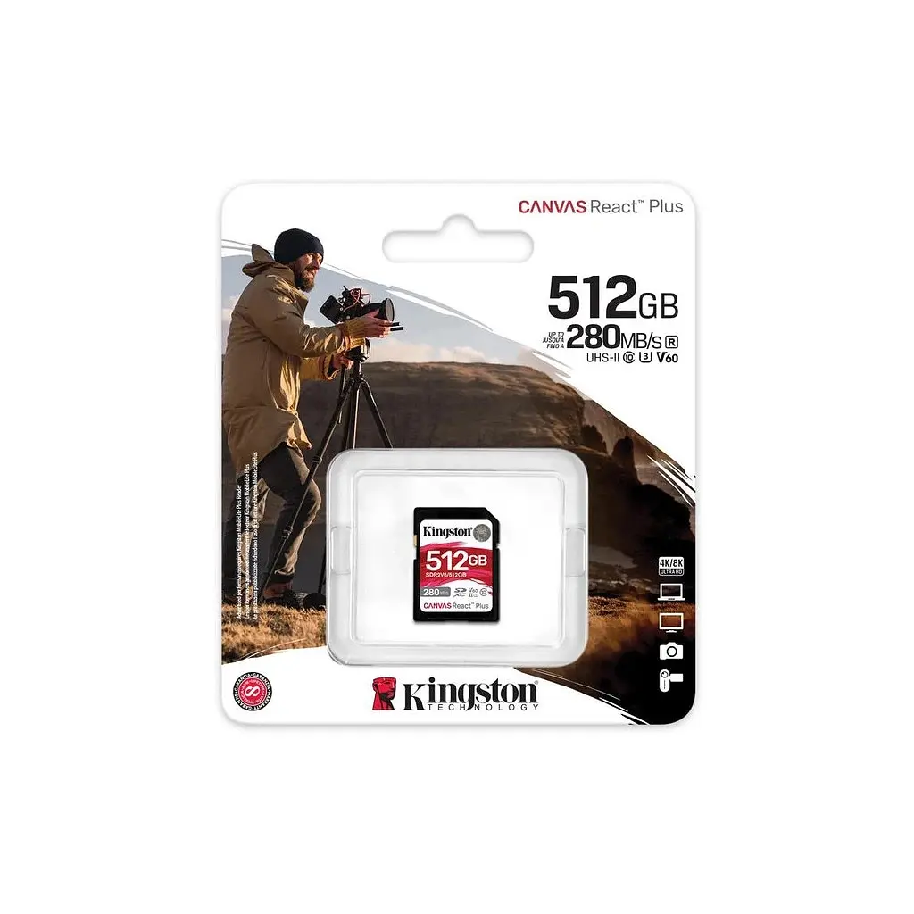 Карта пам'яті Kingston 512GB SDXC class 10 UHS-II U3 Canvas React Plus (SDR2V6/512GB) - фото 3