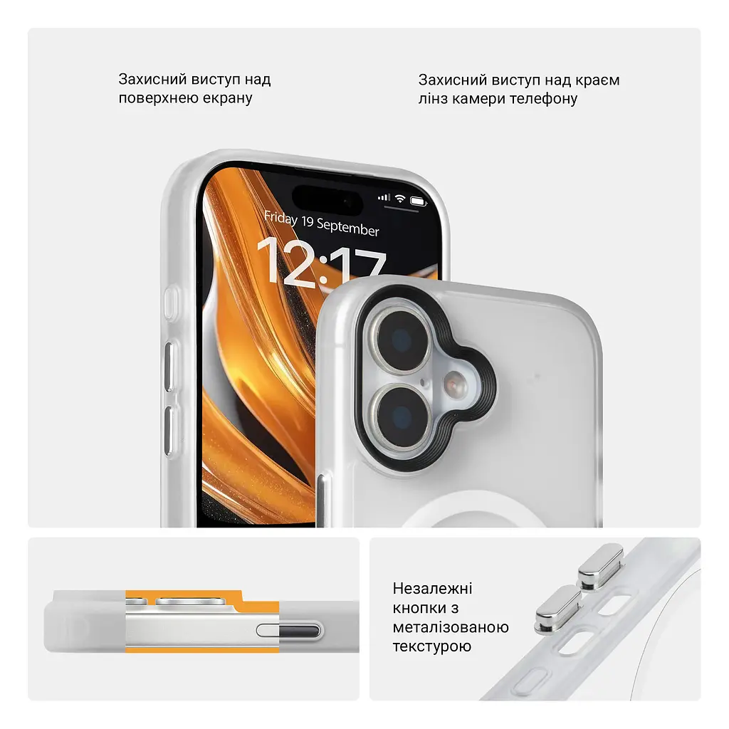 Чехол для Apple iPhone 17, Uniq MagCase, белый, противоударный, панель-накладка с магсейф, ударопрочный TPU+PC, с магнитом MagSafe, поддержка полноценной беспроводной зарядки, ArmorStandart (ARM86264) - фото 3