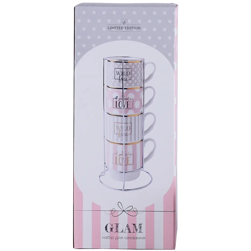 Набір чашок Limited Edition Glam на металевій підставці 5 предметів (6469516) - фото 4