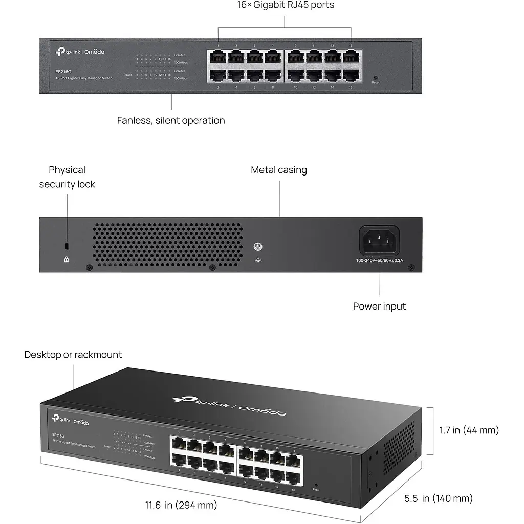 Комутатор TP-Link 16-портовий гігабітний комутатор, ES216G (ES216G) - фото 5