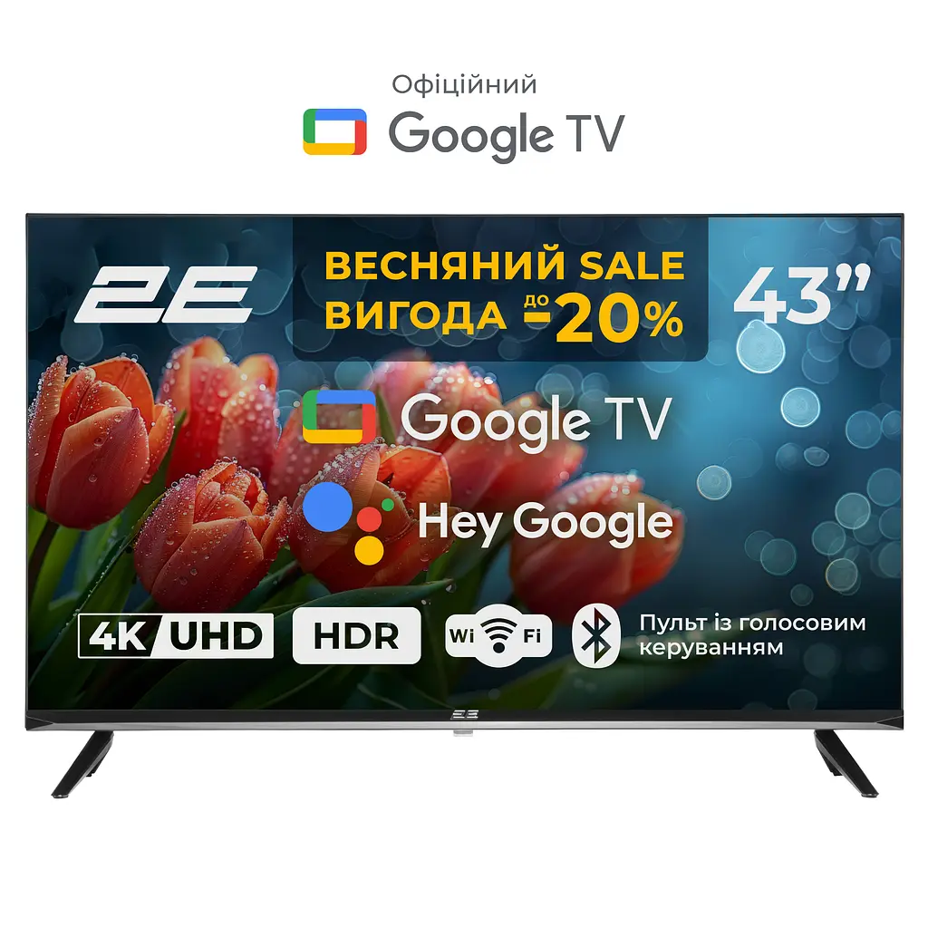 Телевізор 43" LED 4K 60Hz Smart Google TV Black 2E teh0018408 - фото 2