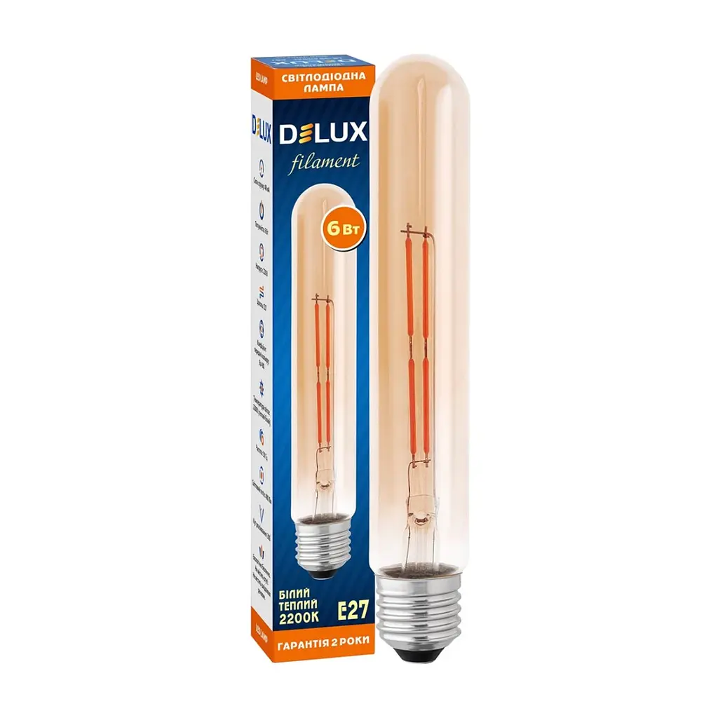 Лампочка Delux LR-39 6Вт E27 2200К T30 amber_filament (90018154) - фото 3