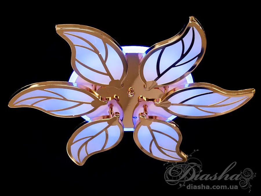 Люстра LED Diasha 8028/6G, 105W, 3200K-6500K, золото, сучасний стиль, з пультом, диммер, акрил