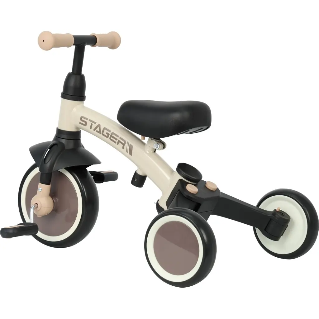 Дитячий велосипед QPlay Stager 3 в 1 з ручкою, біговел, Beige-Brown (T80STAGERBeigeBrown) - фото 6