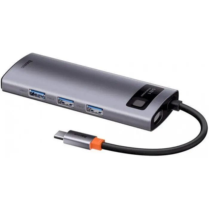 USB-хаб Baseus Metal Gleam Series 5-in-1 Multifunctional Type-C Hub Space Gray (CAHUB-CX0G) [72630] - фото 5