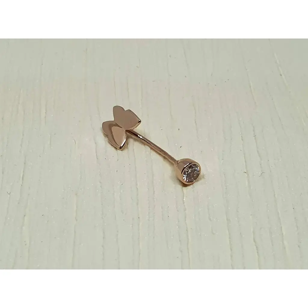 Золотая серьга-пирсинг Оникс Бабочка с фианитами. ПИР00221 - фото 2