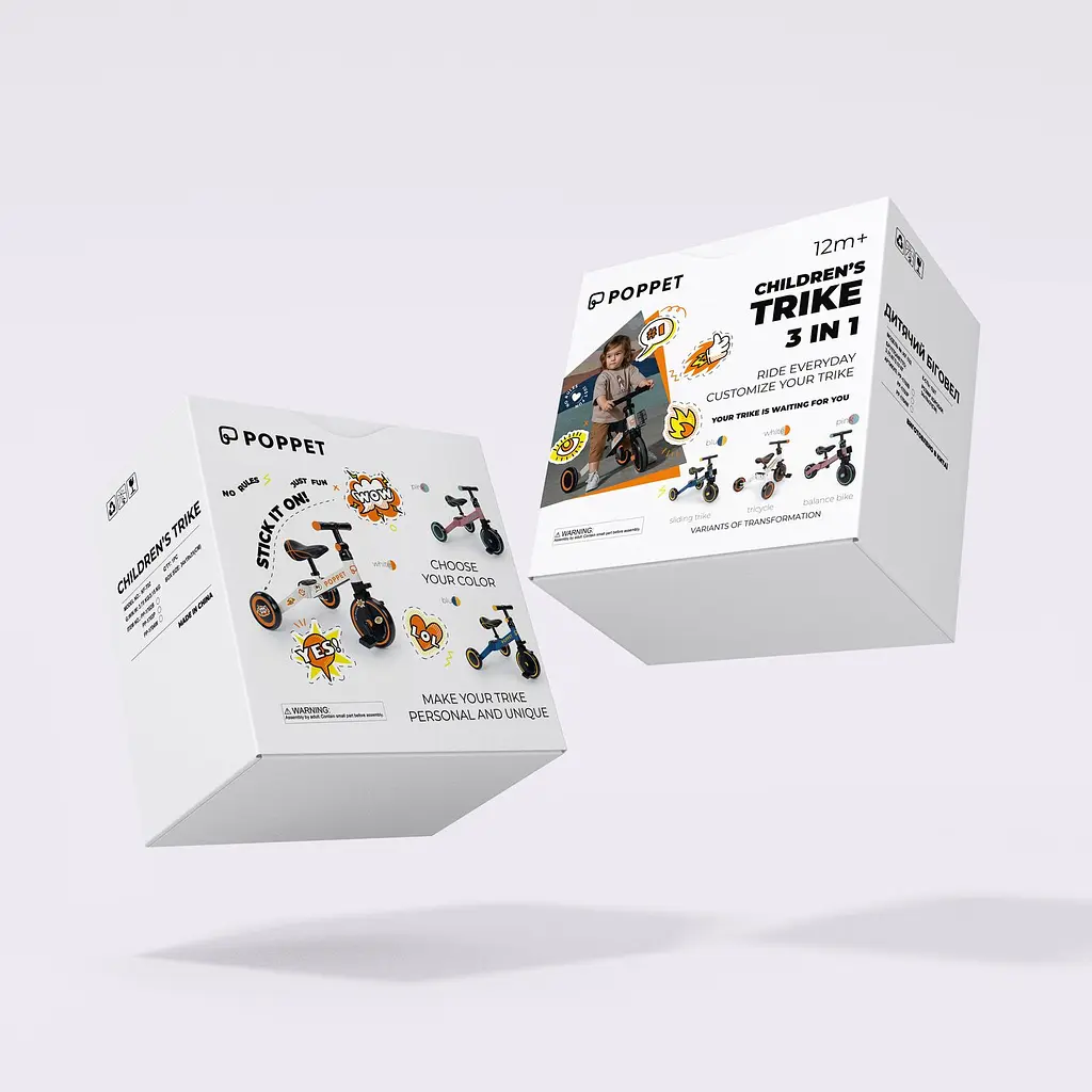 Дитячий триколісний біговел-трансформер Poppet 3 в 1 синьо-жовтий + стікерпак (PP-1702B) - фото 10