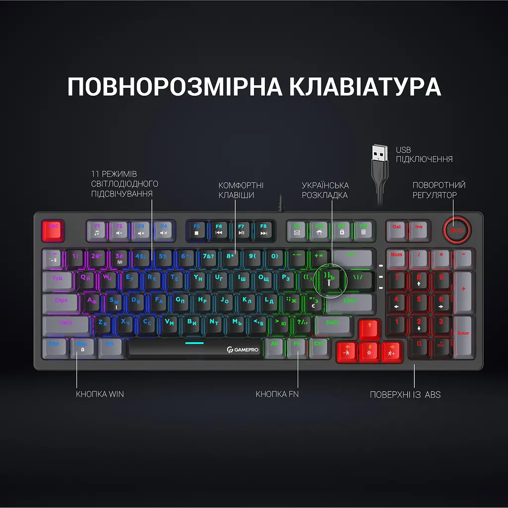 Клавіатура GamePro Blue Switches механічна (MK120B) - фото 10