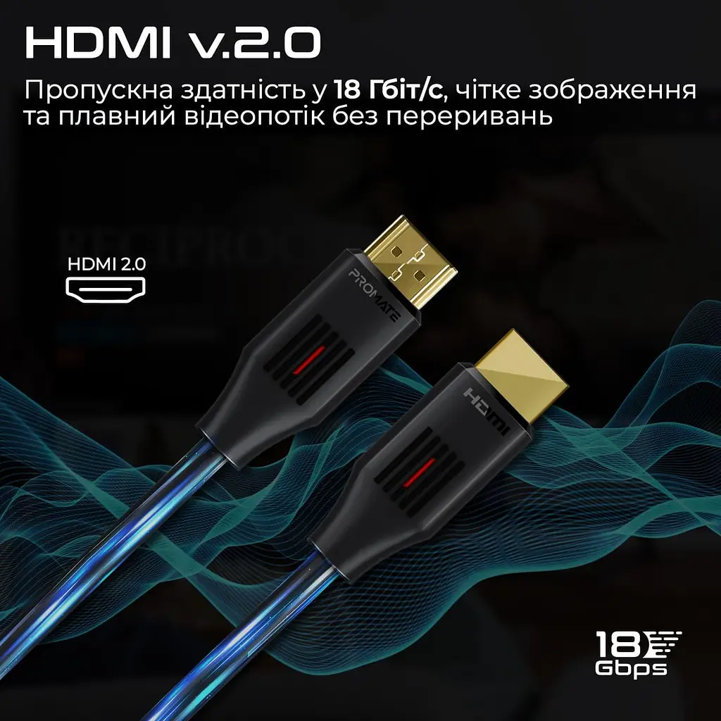 Кабель Promate HDMI-HDMI V 2.0 1.5 м (prolink4k60-150) - фото 4