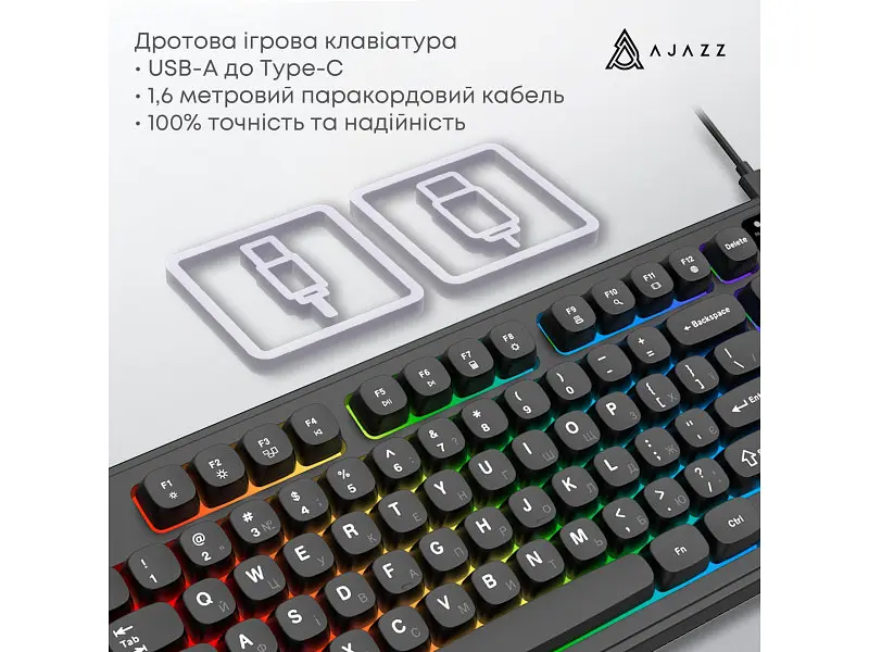 Клавіатура Ajazz AF98 Black USB-C Black (AF98-B) - фото 6
