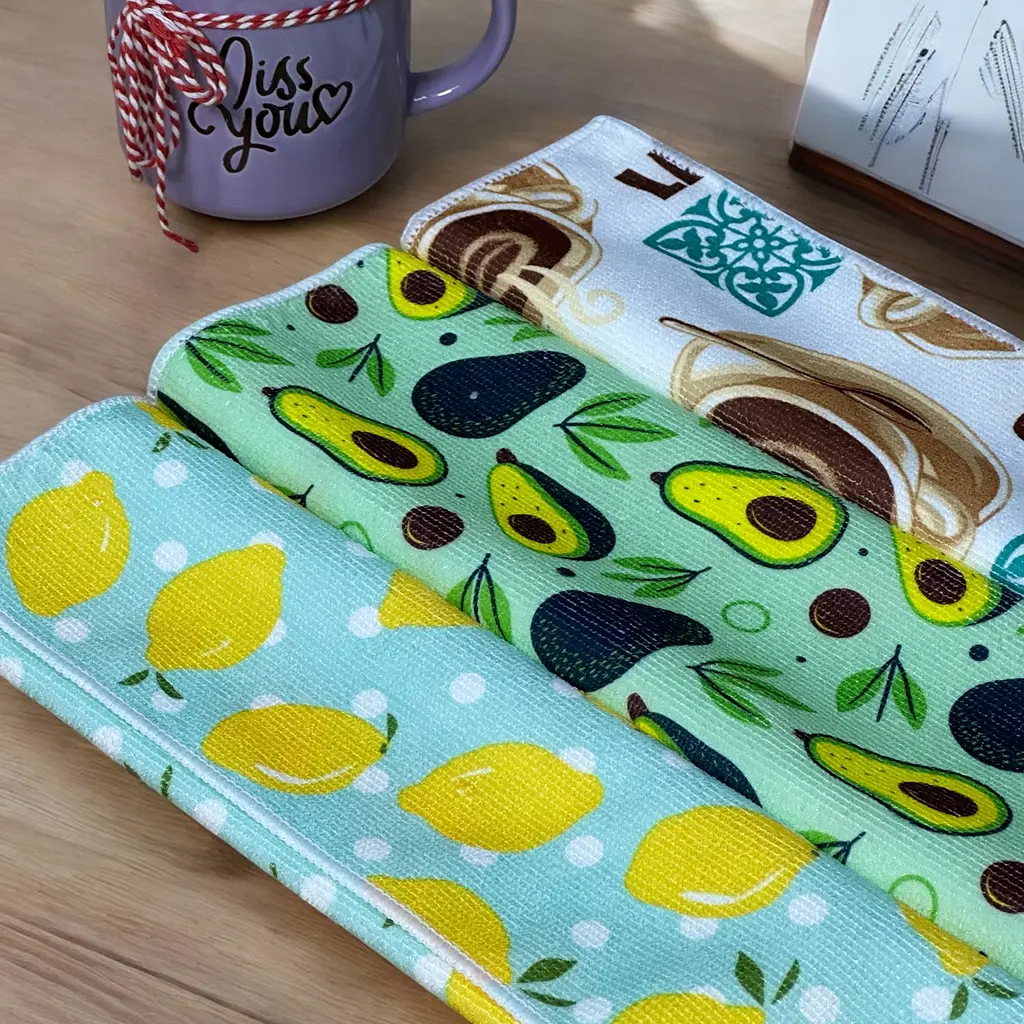 Набор кухонных полотенец LeLit Лимон Авокадо Кофе 30х30 см 3 шт. (le2000000299815) - фото 3