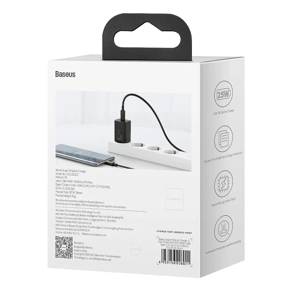 Зарядний пристрій Baseus Super Si швидке заряджання 1xUSB-C 25 Вт чорний (CCSP020101) - фото 6